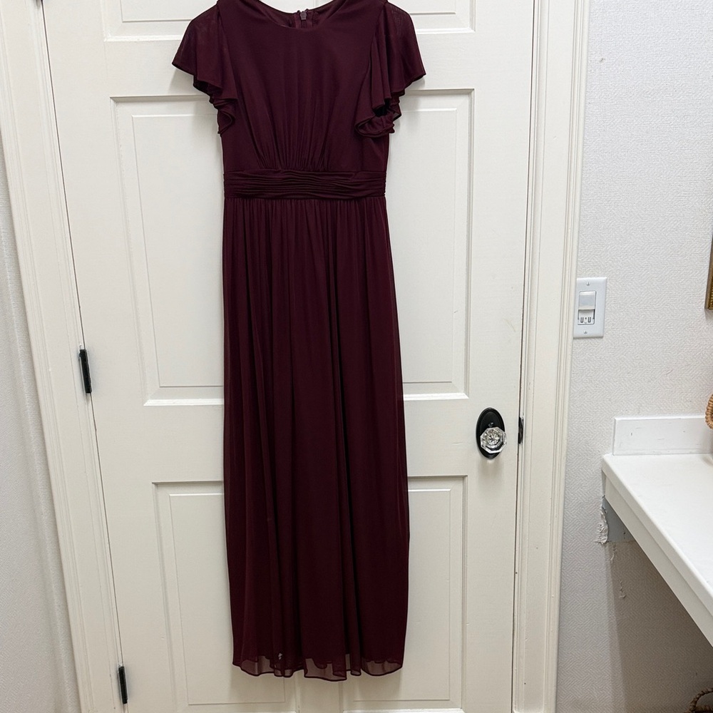 Azazie Jr Bridesmaid Flutter-Sleeve Maxi Dress